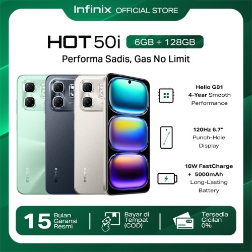 Infinix Hot 50i 6/128GB - Helio G81- 48MP AI Lens